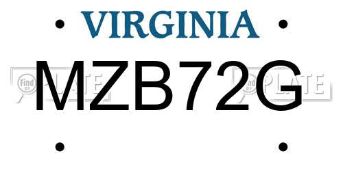 MZB72G Virginia License Plate