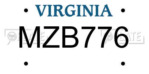 MZB776 Virginia License Plate