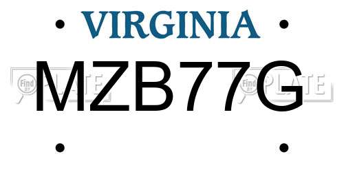 MZB77G Virginia License Plate