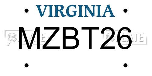 MZBT26 Virginia License Plate