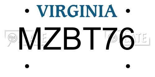 MZBT76 Virginia License Plate