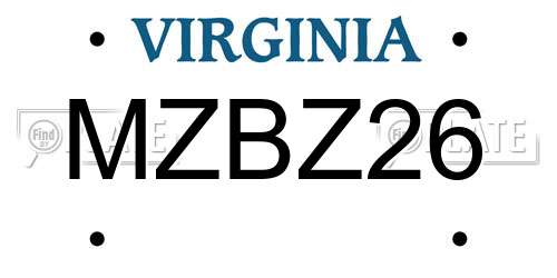 MZBZ26 Virginia License Plate