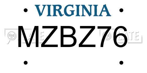 MZBZ76 Virginia License Plate