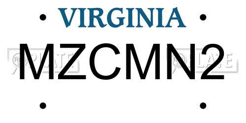 MZCMN2 Virginia License Plate