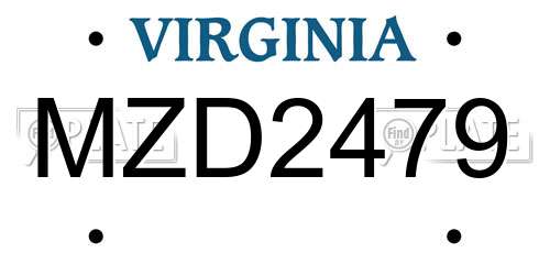 MZD2479 Virginia License Plate