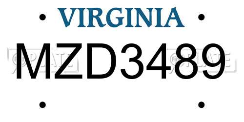MZD3489 Virginia License Plate