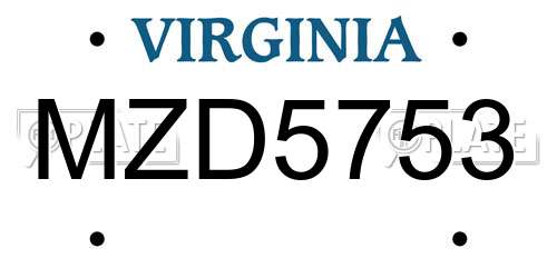 MZD5753 Virginia License Plate
