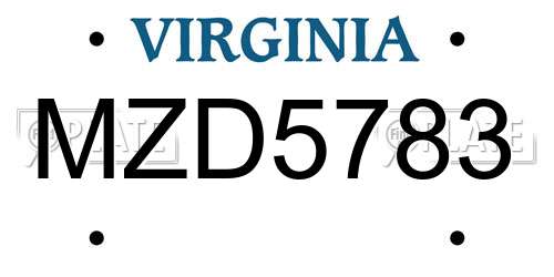 MZD5783 Virginia License Plate