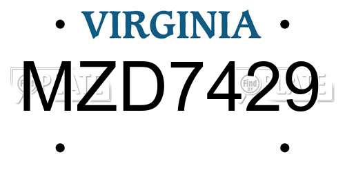 MZD7429 Virginia License Plate