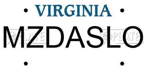 MZDASLO Virginia License Plate