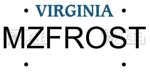 MZFROST Virginia License Plate