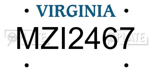 MZI2467 Virginia License Plate