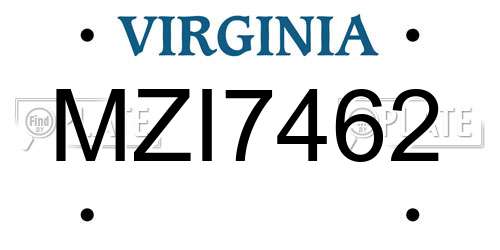 MZI7462 Virginia License Plate