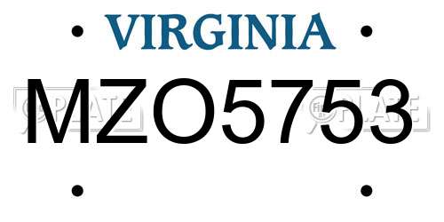 MZO5753 Virginia License Plate