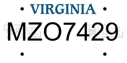 MZO7429 Virginia License Plate