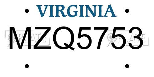 MZQ5753 Virginia License Plate