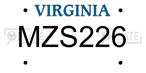 MZS226 Virginia License Plate