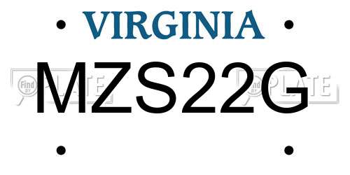 MZS22G Virginia License Plate