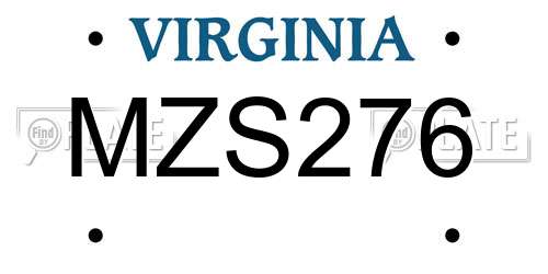 MZS276 Virginia License Plate