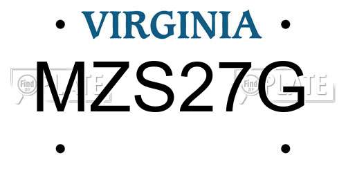 MZS27G Virginia License Plate