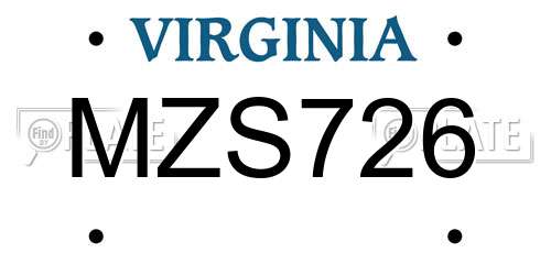 MZS726 Virginia License Plate