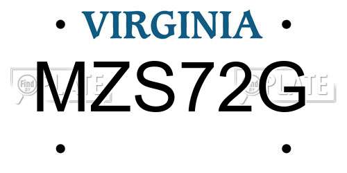 MZS72G Virginia License Plate