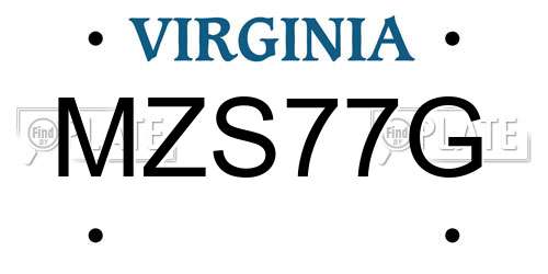 MZS77G Virginia License Plate