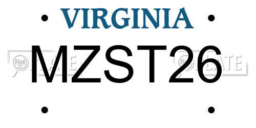 MZST26 Virginia License Plate