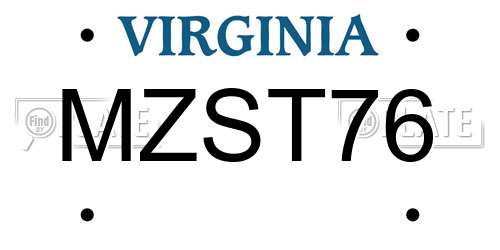 MZST76 Virginia License Plate