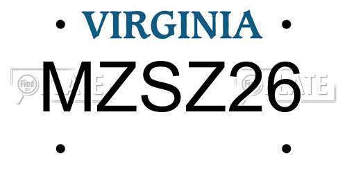 MZSZ26 Virginia License Plate