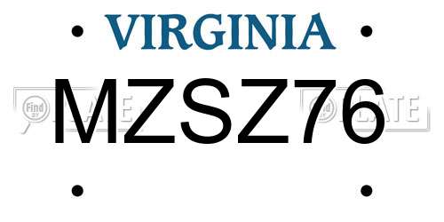 MZSZ76 Virginia License Plate