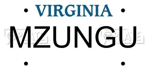 MZUNGU Virginia License Plate