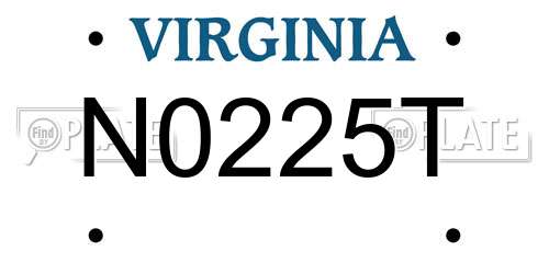 N0225T Virginia License Plate