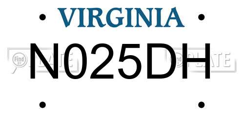 N025DH Virginia License Plate