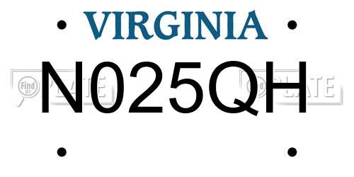 N025QH Virginia License Plate