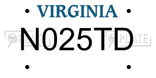 N025TD Virginia License Plate