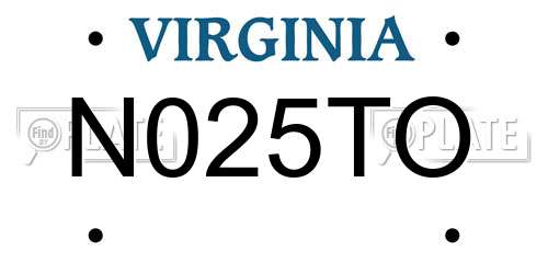 N025TO Virginia License Plate