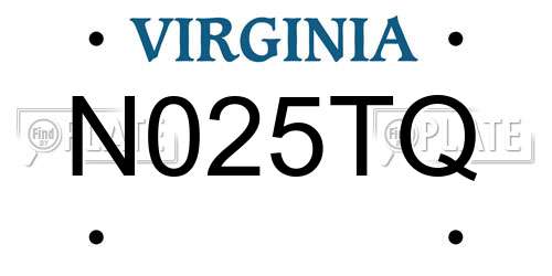 N025TQ Virginia License Plate