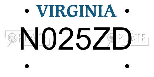 N025ZD Virginia License Plate