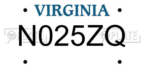N025ZQ Virginia License Plate
