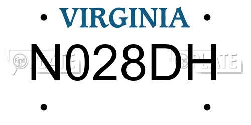 N028DH Virginia License Plate
