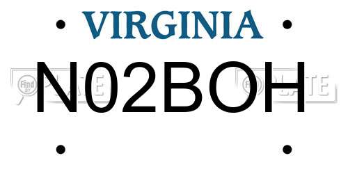 N02BOH Virginia License Plate