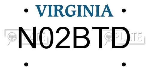 N02BTD Virginia License Plate