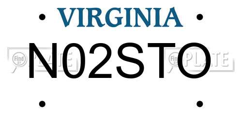 N02STO Virginia License Plate