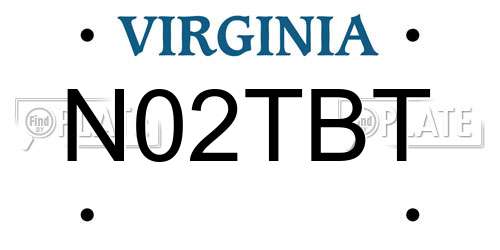 N02TBT Virginia License Plate