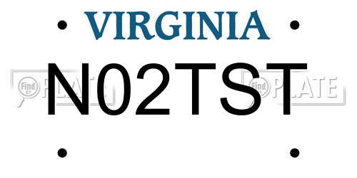 N02TST Virginia License Plate