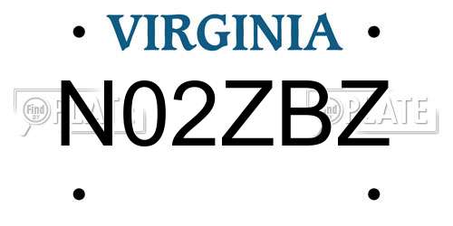 N02ZBZ Virginia License Plate