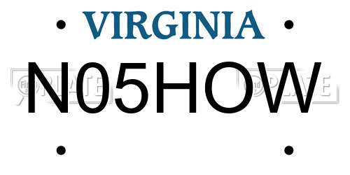 N05HOW Virginia License Plate