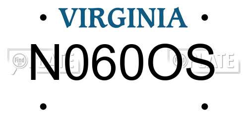 N060OS Virginia License Plate