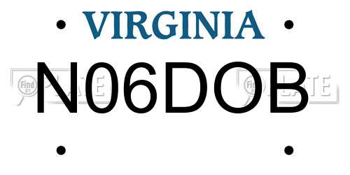 N06DOB Virginia License Plate